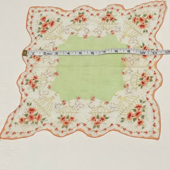 Vintage Linen Floral Hankie Handkerchief Bandanna 12” Wide Hanky - Picture 4 of 5